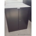Teknion Black 36x18x42 2 Door Metal Storage Cabinet, Locking